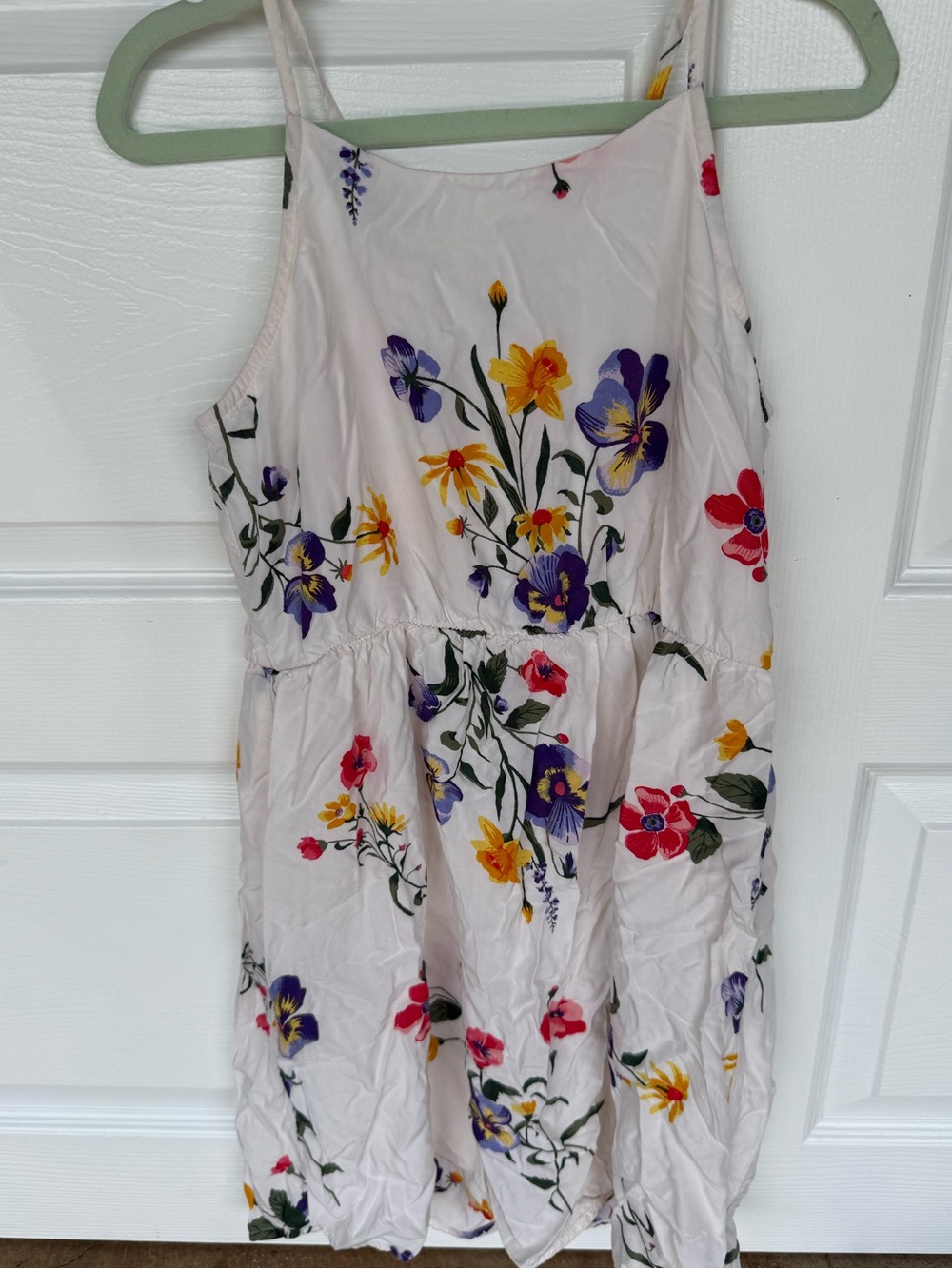 Old Navy Girl’s Off White Floral Sundress with Purple and Yellow Accents- (10/12